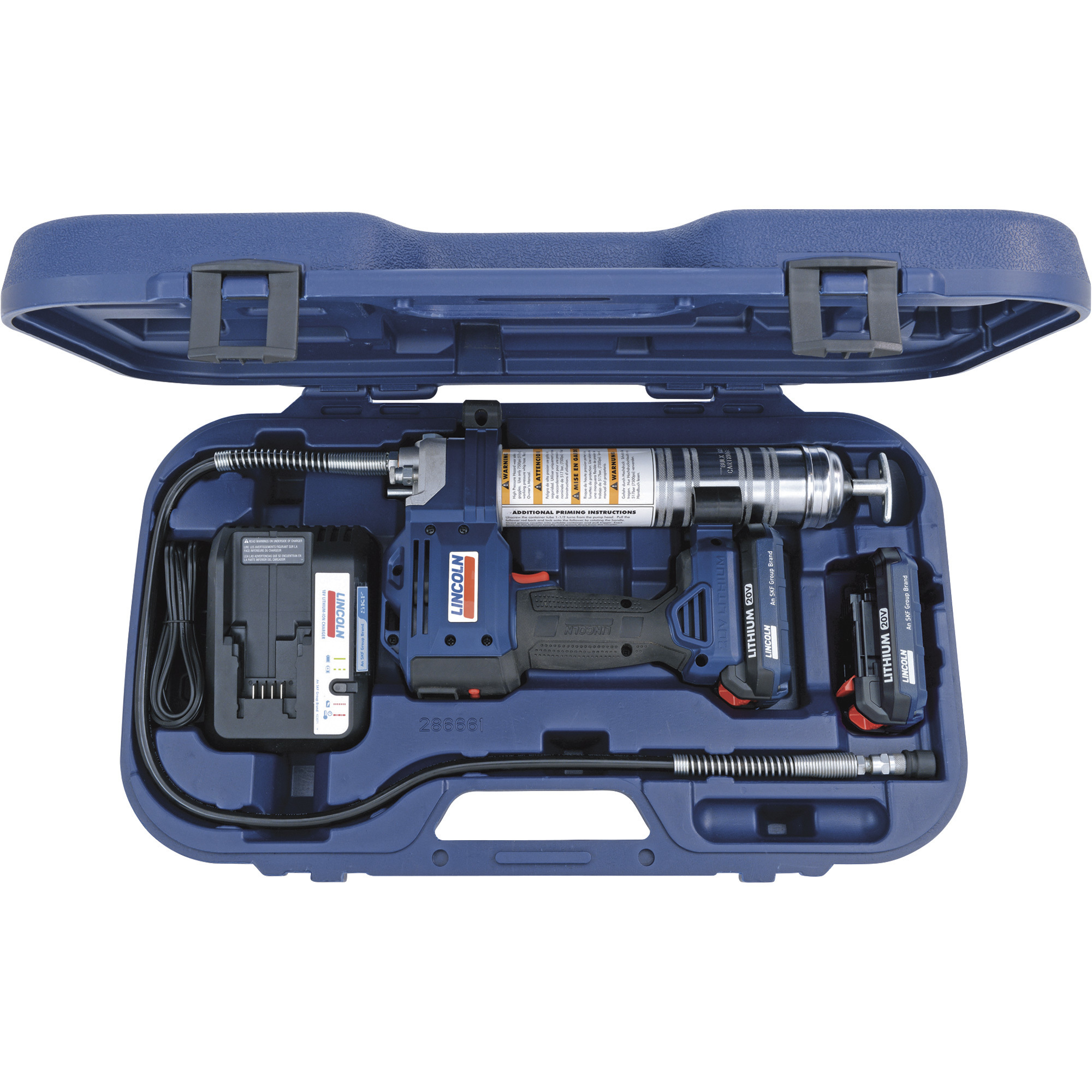 Lincoln PowerLuber Cordless Grease Gun Kit, 20V, 10,000 PSI, 2  Batteries, Model# 1884
